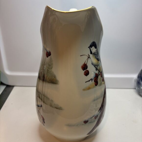 LENOX "Winter Greetings Scenic" Pitcher ~ Winter Birds Holiday Christmas ~ 64oz - Picture 7 of 10